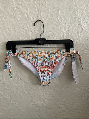 Rosa Faia Anita Bikini Swim Bottoms NWT 6 White Floral Yellow Pink Orange Red